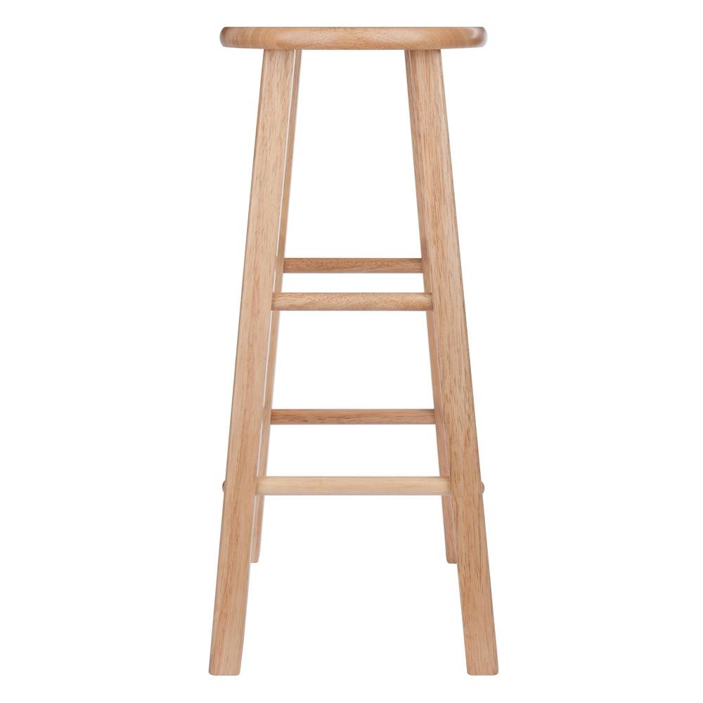 2-Pc Solid Wood Bar Stools, 29" Round Seat, Natural Finish