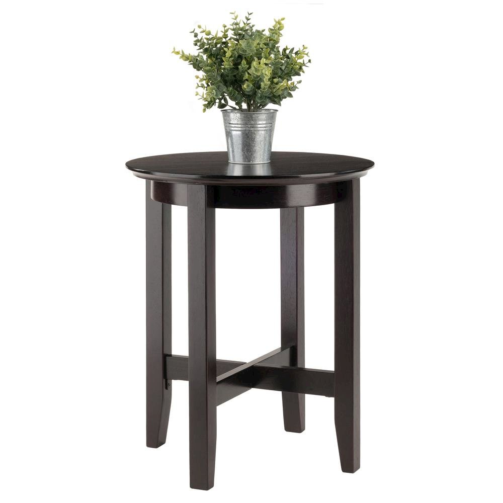 Square End Table, Espresso Finish, Solid Wood, Shaker Style, X-Crossbar