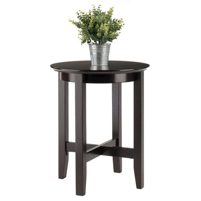 Square End Table, Espresso Finish, Solid Wood, Shaker Style, X-Crossbar