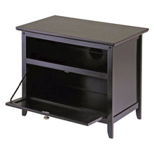 Small Wooden TV Stand With Shelf And Pull Down Door For Living Room