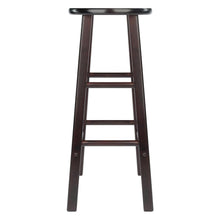 2-Piece Bar Stool Set, Round Seat, 29 Inch Height, Solid Wood, Espresso Finish