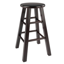 2-Piece Counter Stool Set, Round Seat, Solid Wood, Espresso Finish