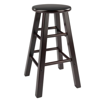 2-Piece Counter Stool Set, Round Seat, Solid Wood, Espresso Finish