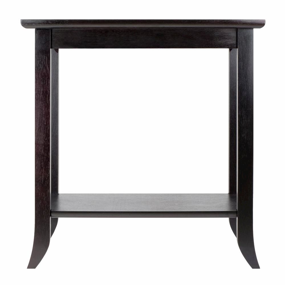 Rectangular End Table, Tempered Glass Top, Lower Shelf, Espresso