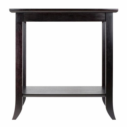 Rectangular End Table, Tempered Glass Top, Lower Shelf, Espresso