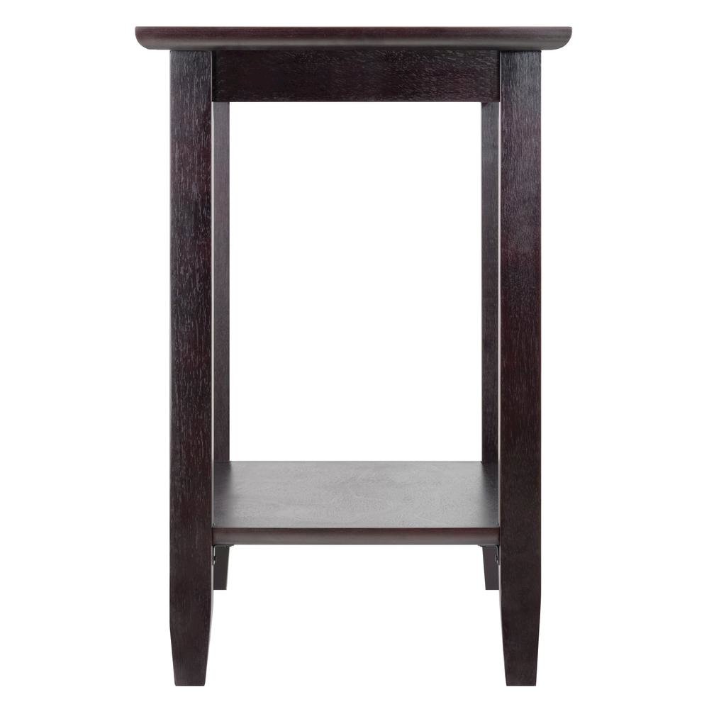 Rectangular End Table, Tempered Glass Top, Lower Shelf, Espresso