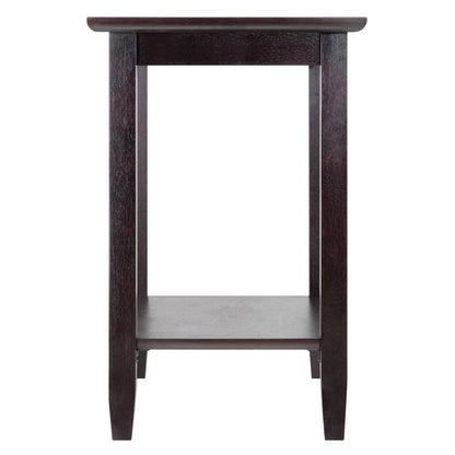 Rectangular End Table, Tempered Glass Top, Lower Shelf, Espresso