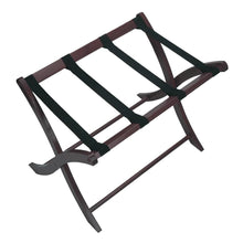 Dark Espresso Solid Wood Folding Luggage Rack for Suitcases with Sturdy Straps