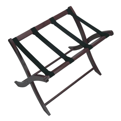 Dark Espresso Solid Wood Folding Luggage Rack for Suitcases with Sturdy Straps