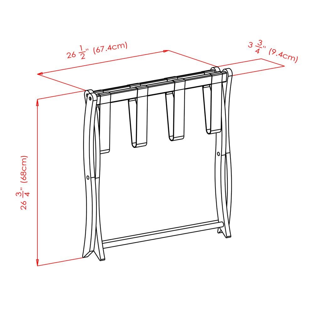 Dark Espresso Solid Wood Folding Luggage Rack for Suitcases with Sturdy Straps