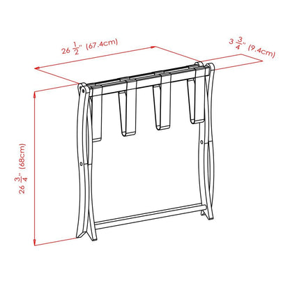 Dark Espresso Solid Wood Folding Luggage Rack for Suitcases with Sturdy Straps