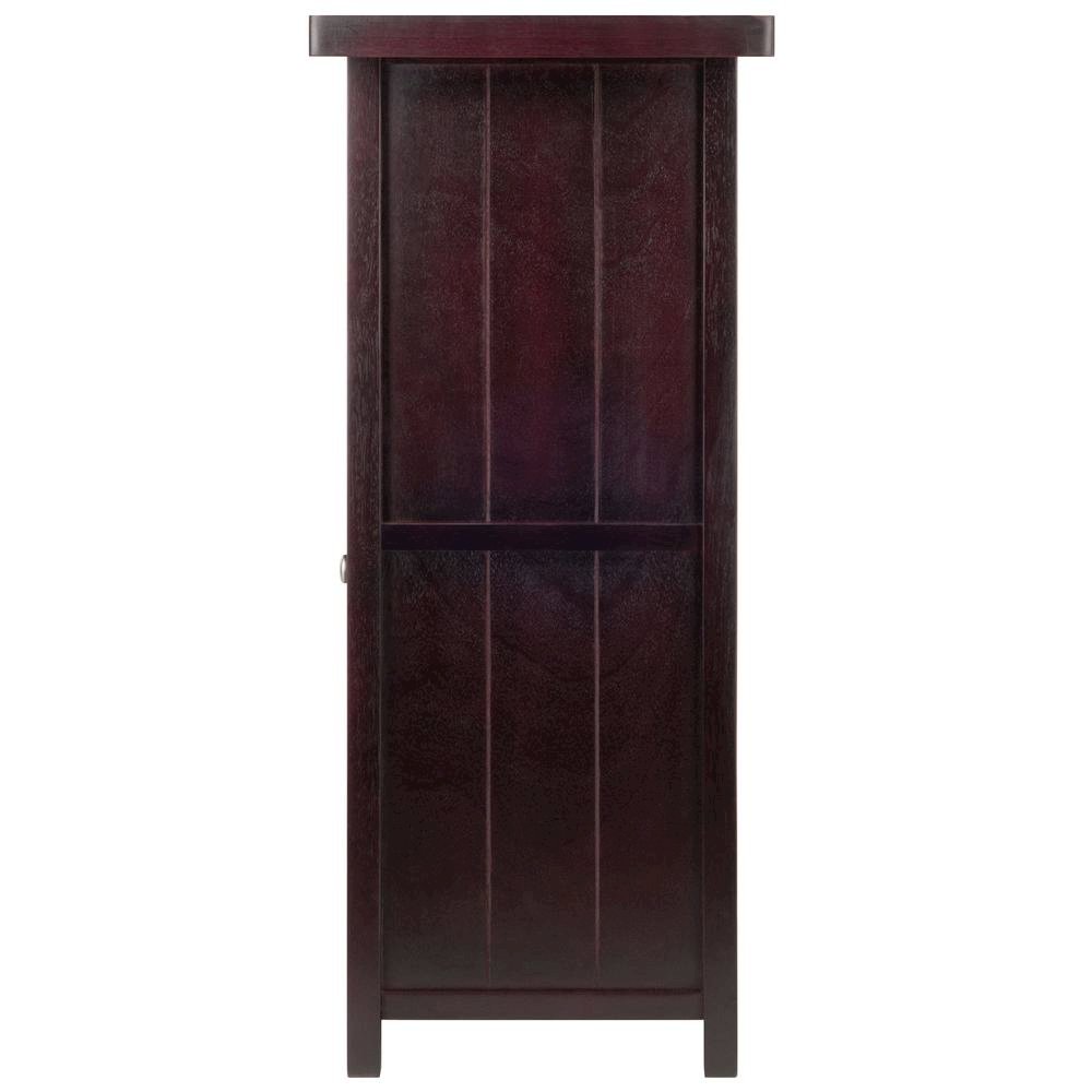 Wine Cabinet, Brown Solid Wood, 12 Bottle Rack, Storage Drawer, Two Shelves