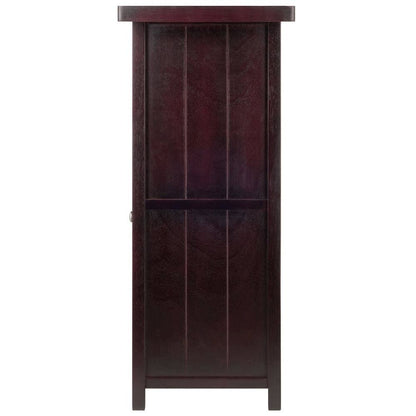Wine Cabinet, Brown Solid Wood, 12 Bottle Rack, Storage Drawer, Two Shelves