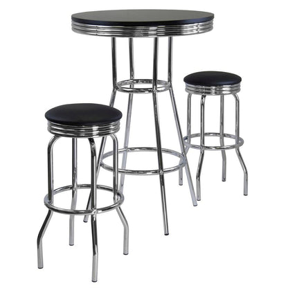 Metal Bar Table And Stools Set With Swivel Chairs, Retro Pub Dining Set