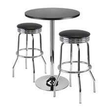 Round Pub Set, Black PVC Swivel Stools, Bar Table