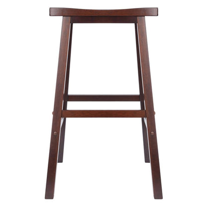 Antique Walnut Solid Wood Saddle Seat Bar Stool, 29. In Stool