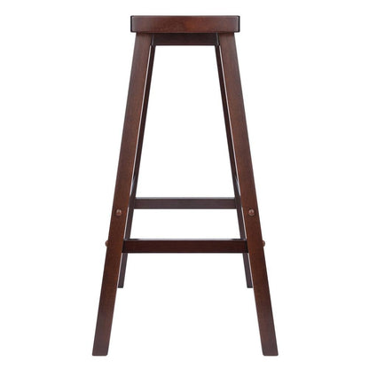 Antique Walnut Solid Wood Saddle Seat Bar Stool, 29. In Stool