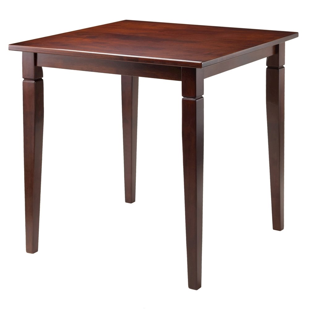 Square Dining Table, Routed Edge, Tapered Legs, Walnut