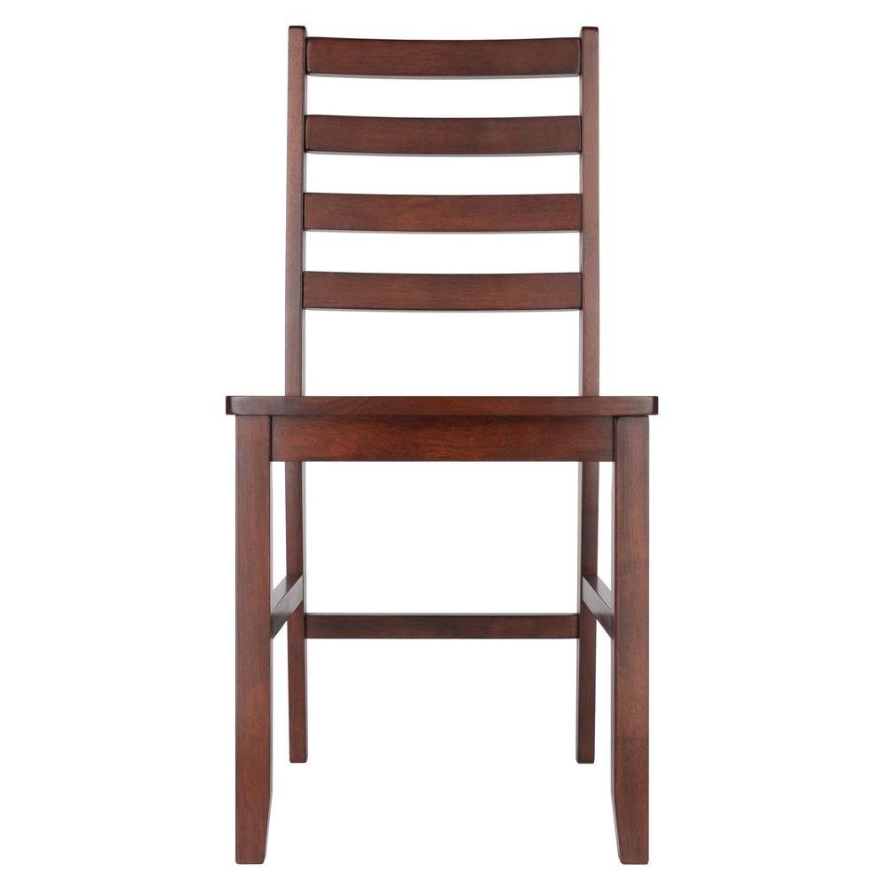 2-Pc Solid Wood Ladder Back Chairs, Walnut Finish