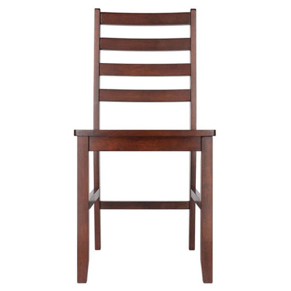 2-Pc Solid Wood Ladder Back Chairs, Walnut Finish