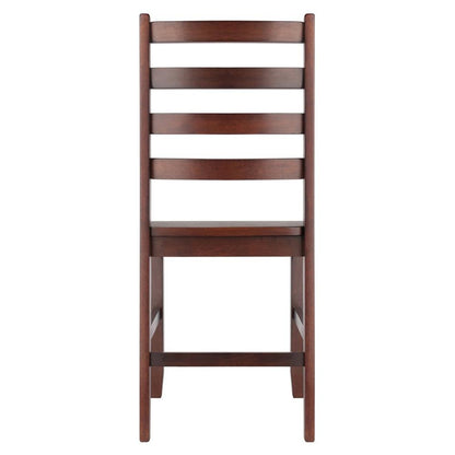 2-Pc Solid Wood Ladder Back Chairs, Walnut Finish