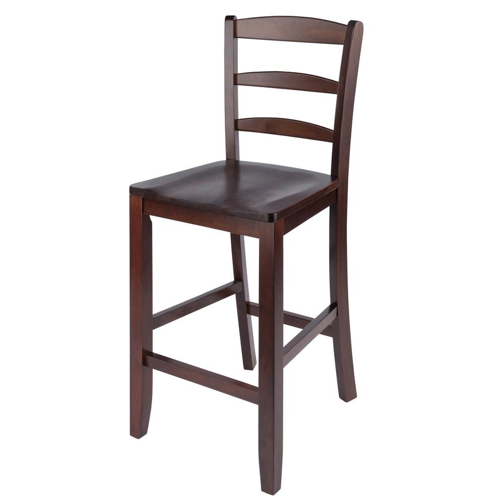 2-Pc 24" Ladder Back Counter Stools, Antique Walnut