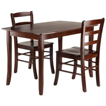 3-Piece Dining Set, Solid Wood Table, Two Ladderback Chairs, Brown Finish
