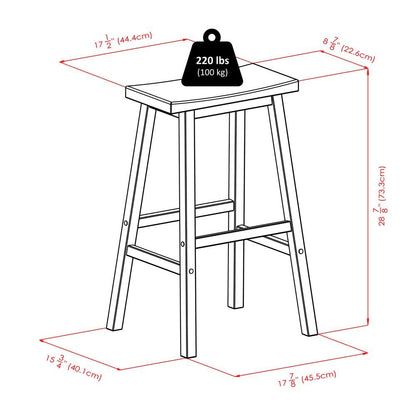 Square Pub Set, 2 Saddle Seat Stools, Solid Wood, Walnut