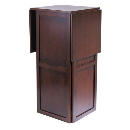 Wine Bar Cabinet, Walnut Finish, Nine Bottle Storage, Glasses Rack, Solid Wood