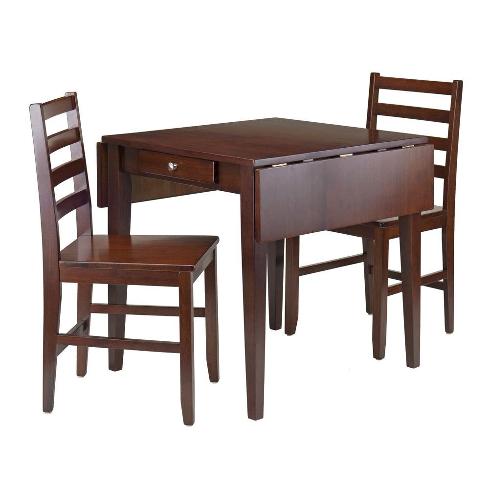 Drop Leaf Table Set, 2 Ladder Back Chairs, Solid Wood