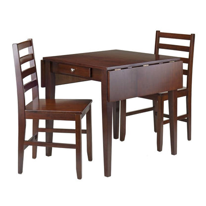 Drop Leaf Table Set, 2 Ladder Back Chairs, Solid Wood