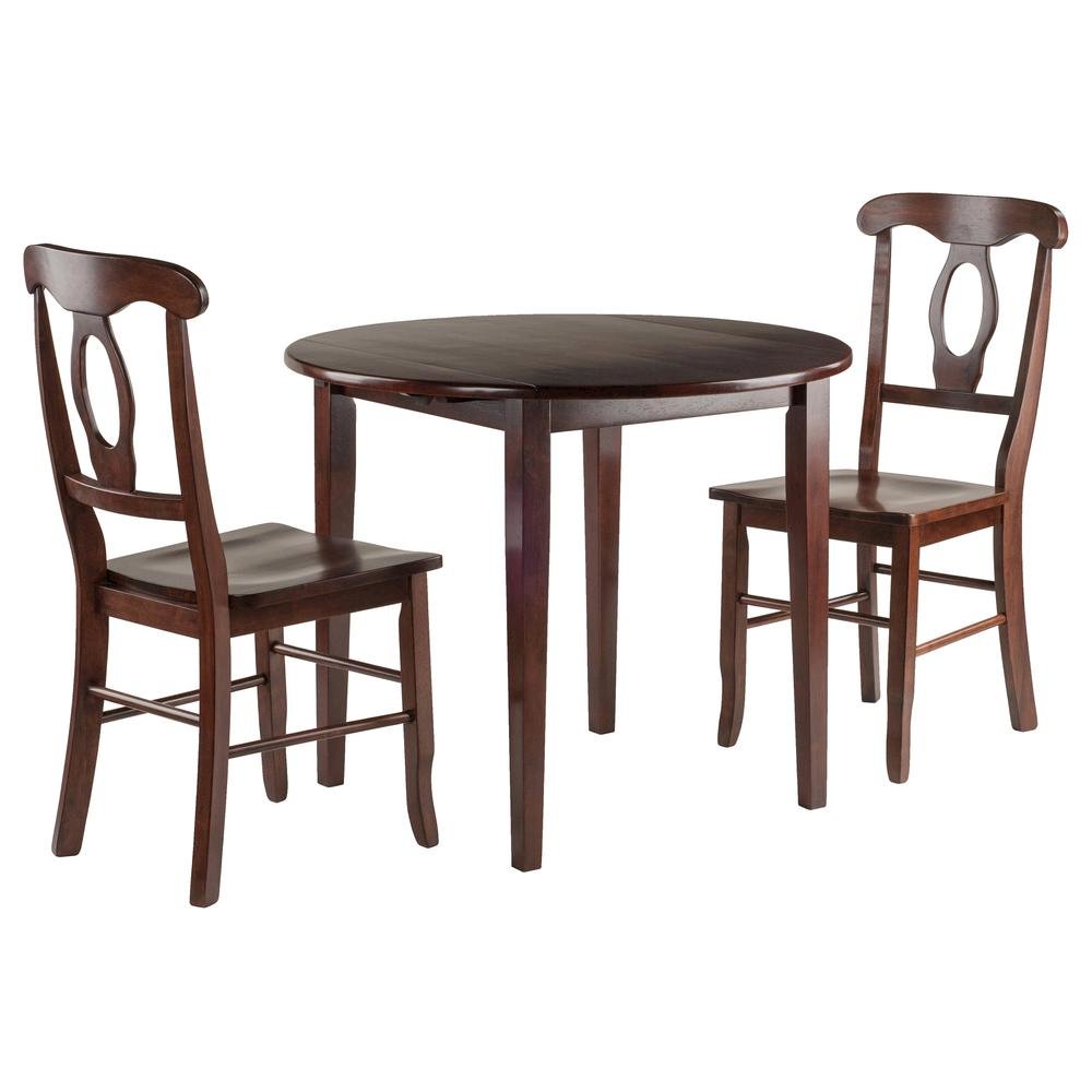 Walnut Drop Leaf Table And Chairs, Small Round Dining Set With 2 Seats