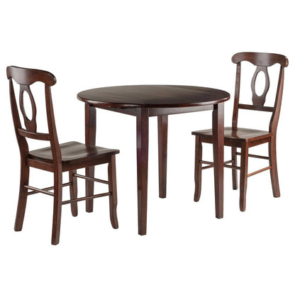 Walnut Drop Leaf Table And Chairs, Small Round Dining Set With 2 Seats