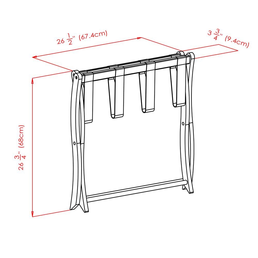 Walnut Brown Solid Wood Folding Luggage Rack for Suitcases with Sturdy Straps