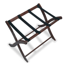 Walnut Brown Solid Wood Folding Luggage Rack for Suitcases with Sturdy Straps