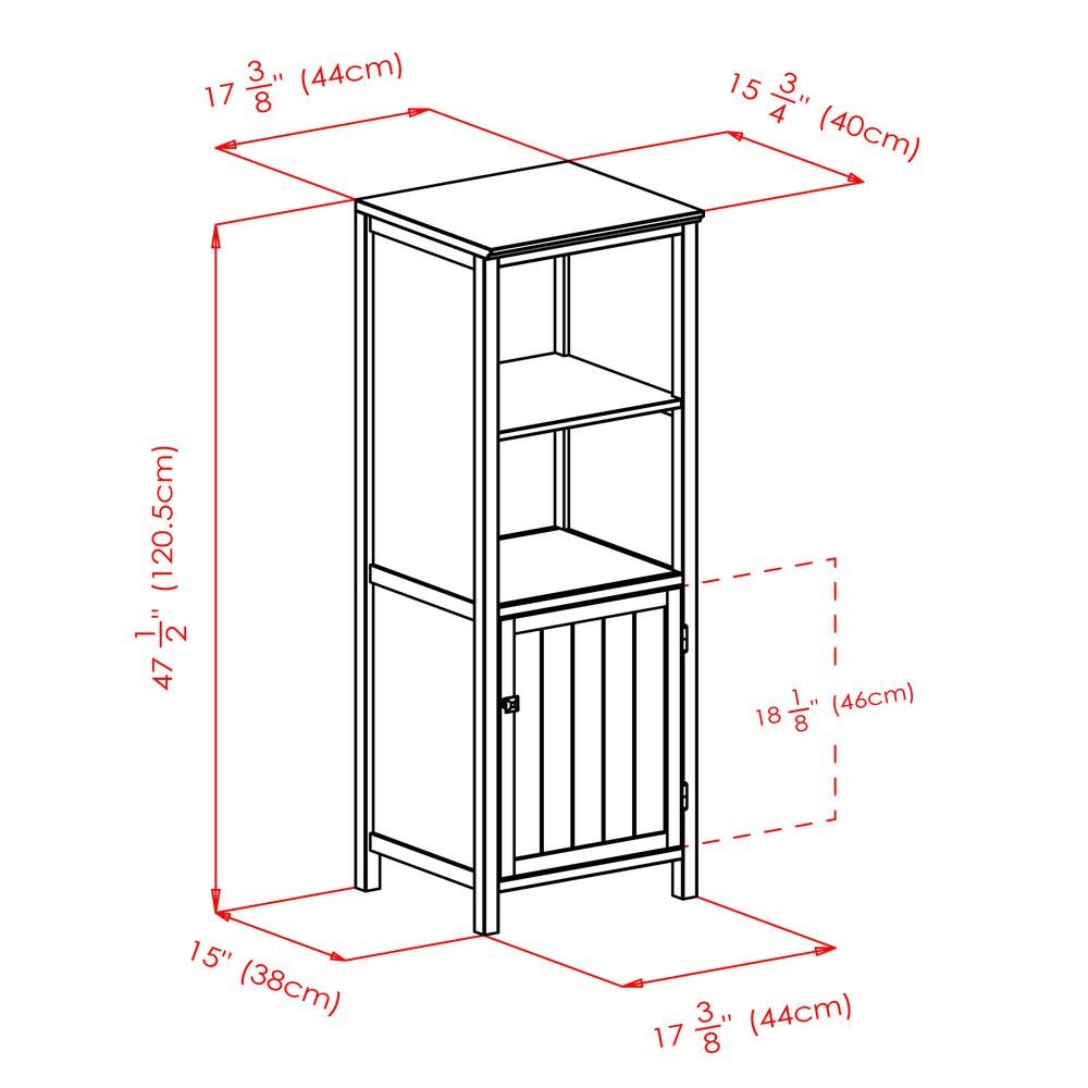 Narrow Storage Cabinet with Door & 2 Shelves, Walnut Finish