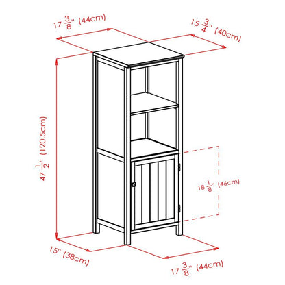 Narrow Storage Cabinet with Door & 2 Shelves, Walnut Finish