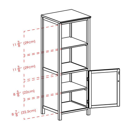 Narrow Storage Cabinet with Door & 2 Shelves, Walnut Finish