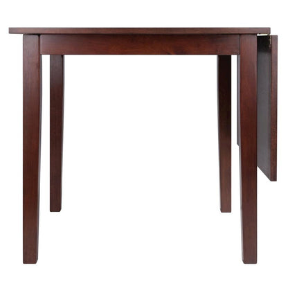 Drop Leaf Dining Table, Walnut Finish, Pull-Out Frame Support, Solid Wood