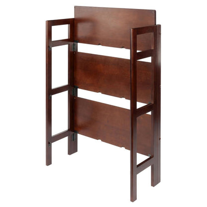 Folding 3-Shelf Bookcase, Solid Wood, Slim Fold Profile, Walnut