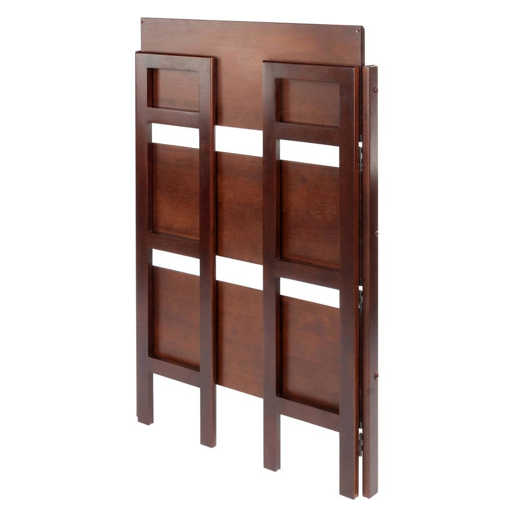 Folding 3-Shelf Bookcase, Solid Wood, Slim Fold Profile, Walnut