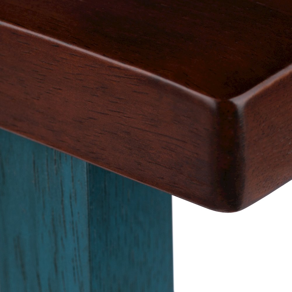 Satori Saddle Seat Counter Stool, Rustic Teal and Walnut