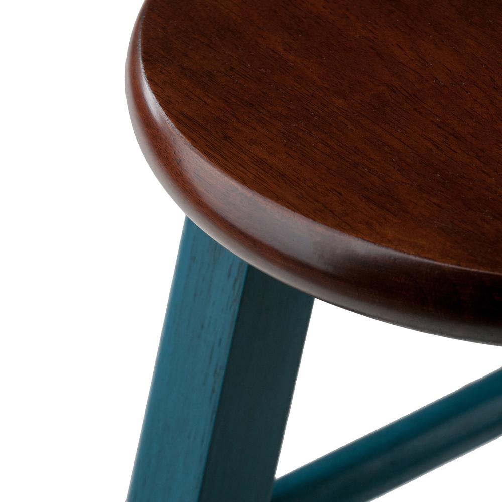 Ivy 24" Counter Stool Rustic Teal w/ Walnut Seat