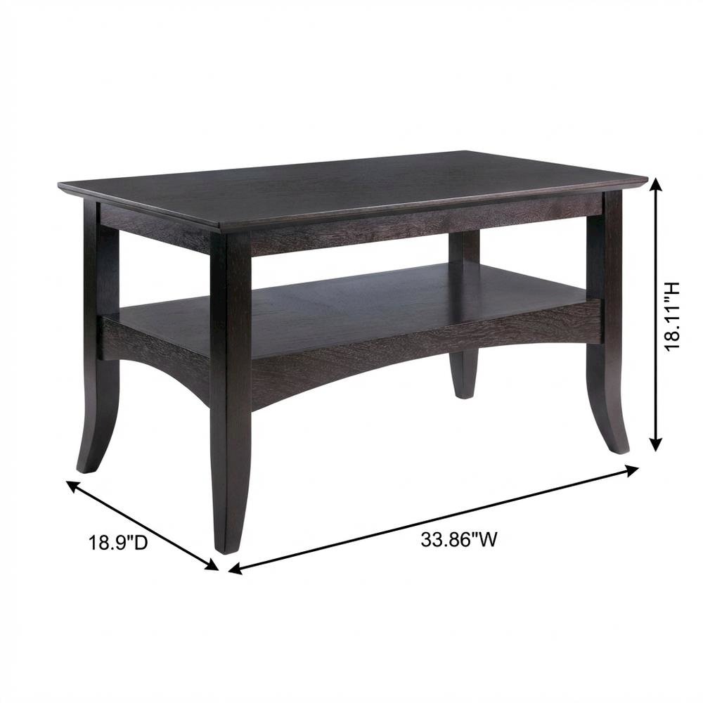 Dark Coffee Finish Coffee Table with Solid Wood Top and Transitional Style