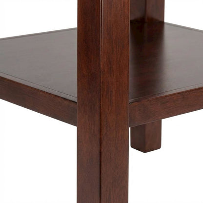Wood High Bar Table with 2 Shelves, Transitional Pub Table for Dining Room,Brown