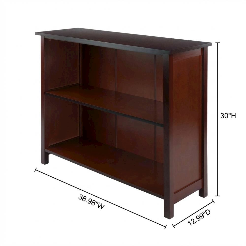 3-Tier Wide Bookcase, Storage Shelf, Solid Wood