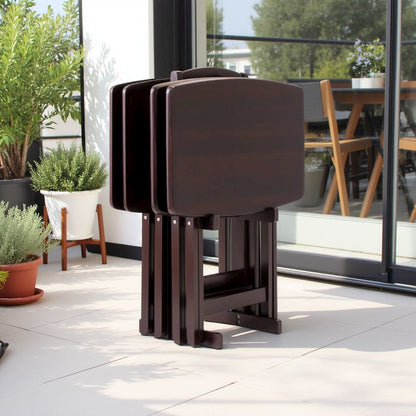 Espresso Oversized Snack Tables – Sturdy Wooden TV Trays with Stand