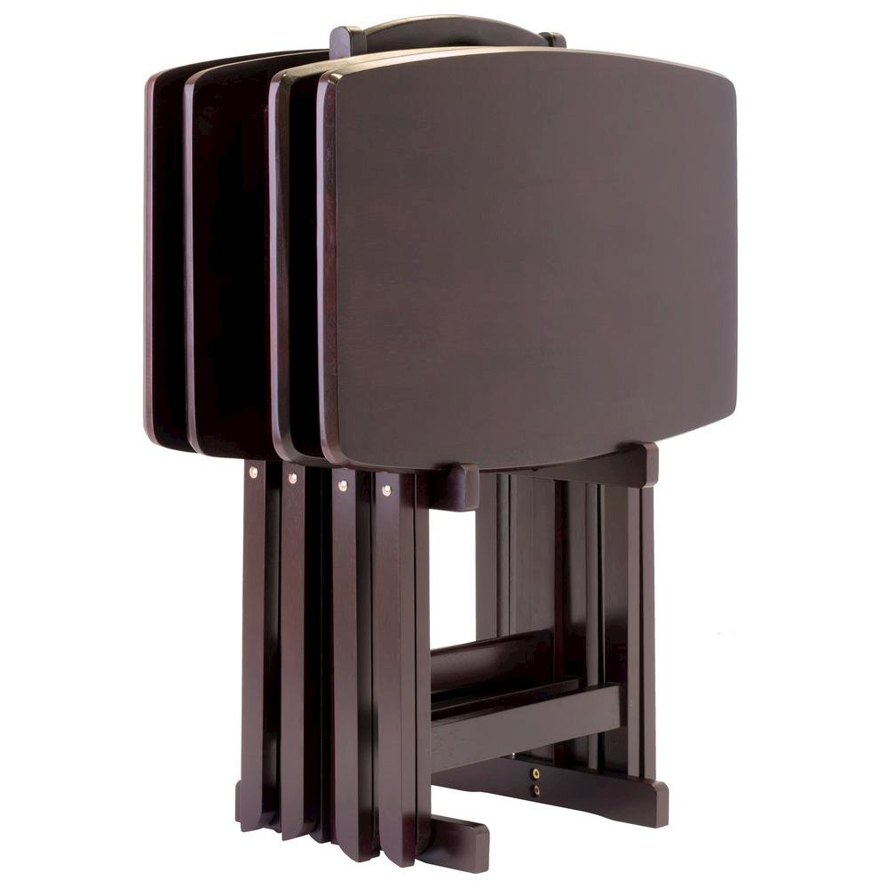 Espresso Oversized Snack Tables – Sturdy Wooden TV Trays with Stand