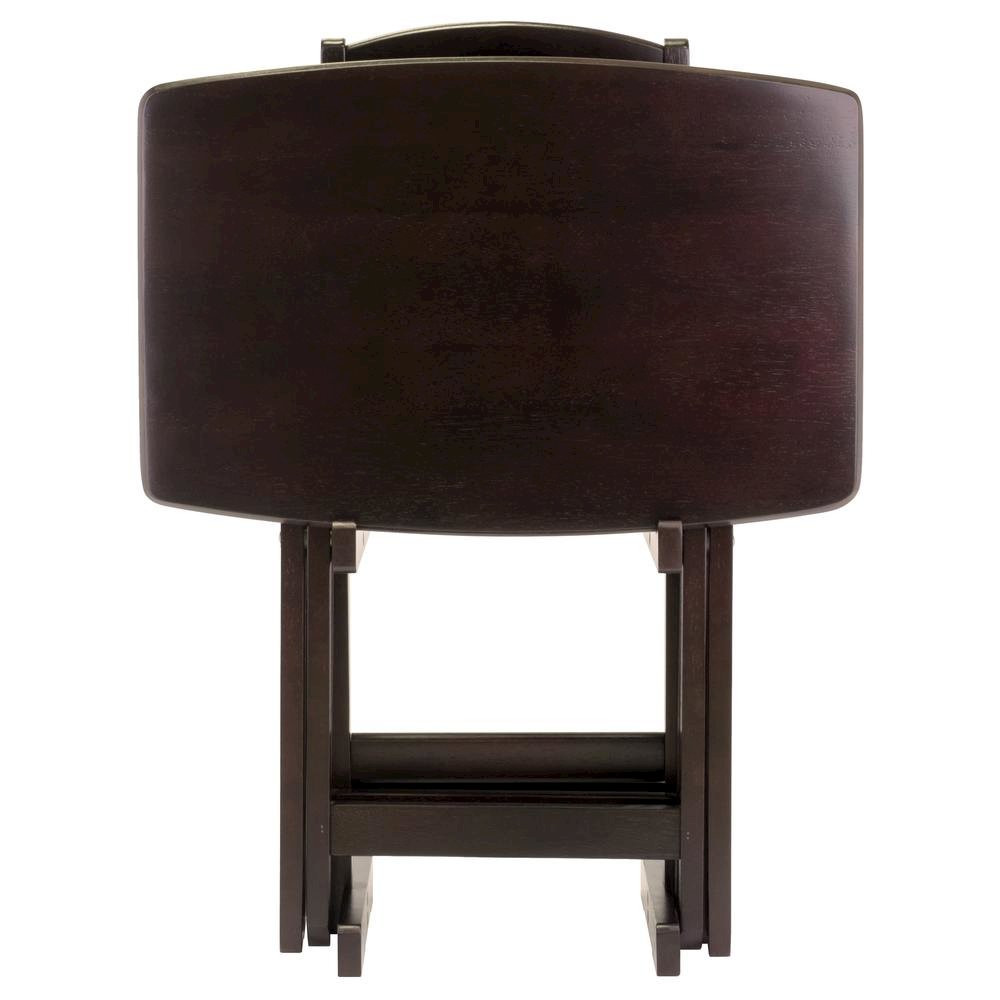 Espresso Oversized Snack Tables – Sturdy Wooden TV Trays with Stand