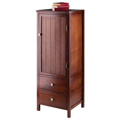 FurniFact Walnut Kitchen Cabinet – Small Pantry Cabinet with Doors